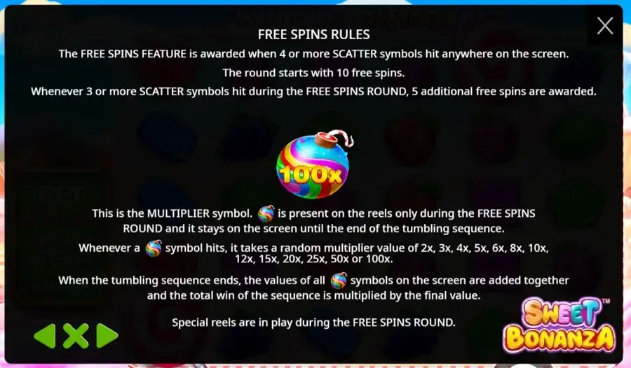 Regeln für Sweet Bonanza-Freispiele